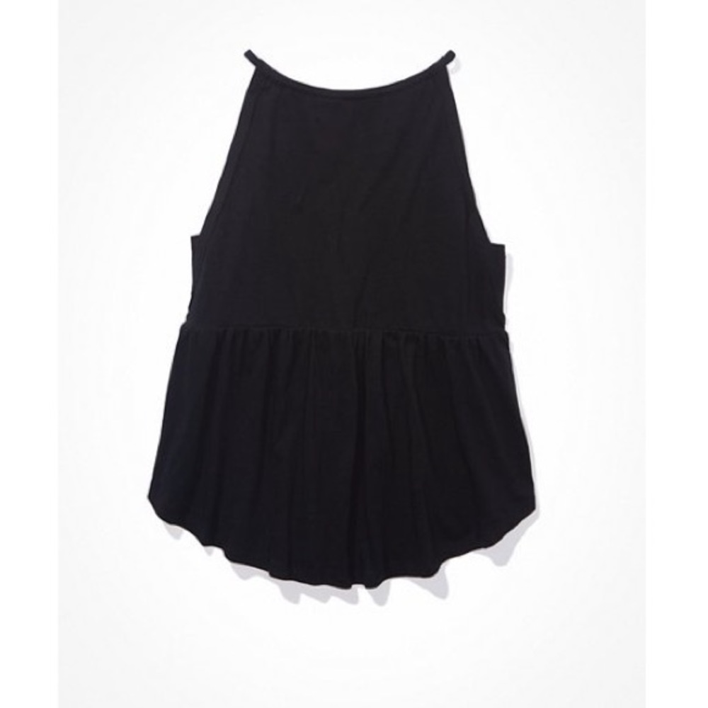 American Eagle High Neck Babydoll Cotton Halter Top w Key Hole Back, Size Large